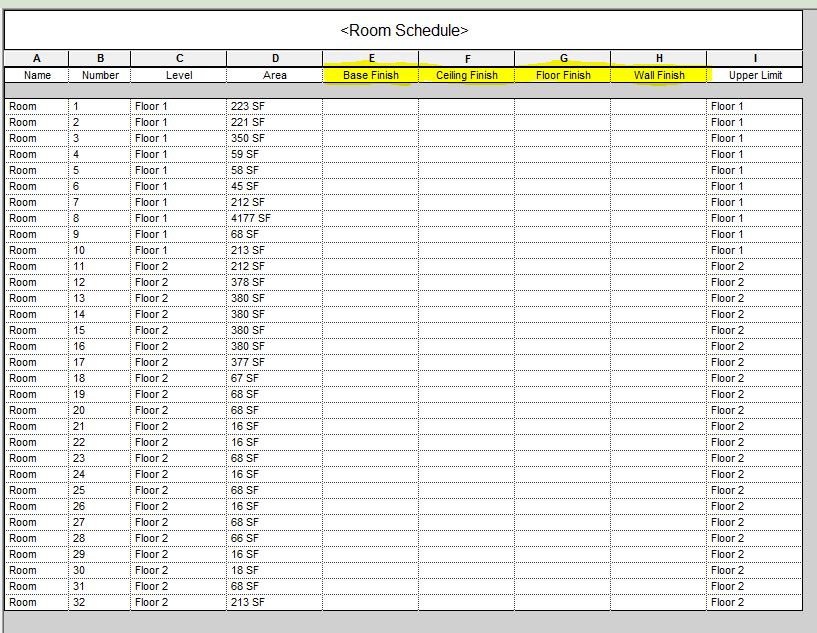 room schedule