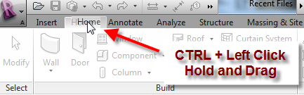 Moving the Revit Ribbon tab.