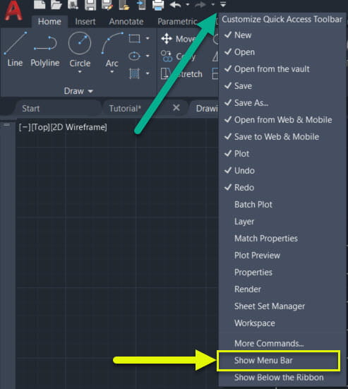 autocad 2016 missing toolbars